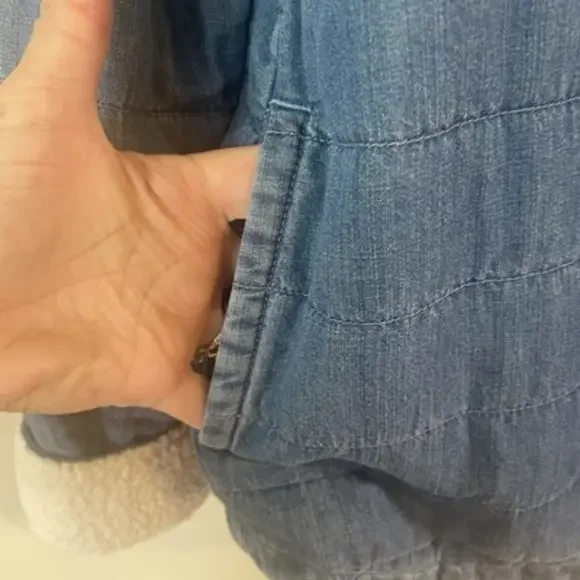 LL Bean Jean Quilted Chore Sherpa Jacket Size Medium Pockets Casual NWT - Picture 6 of 12